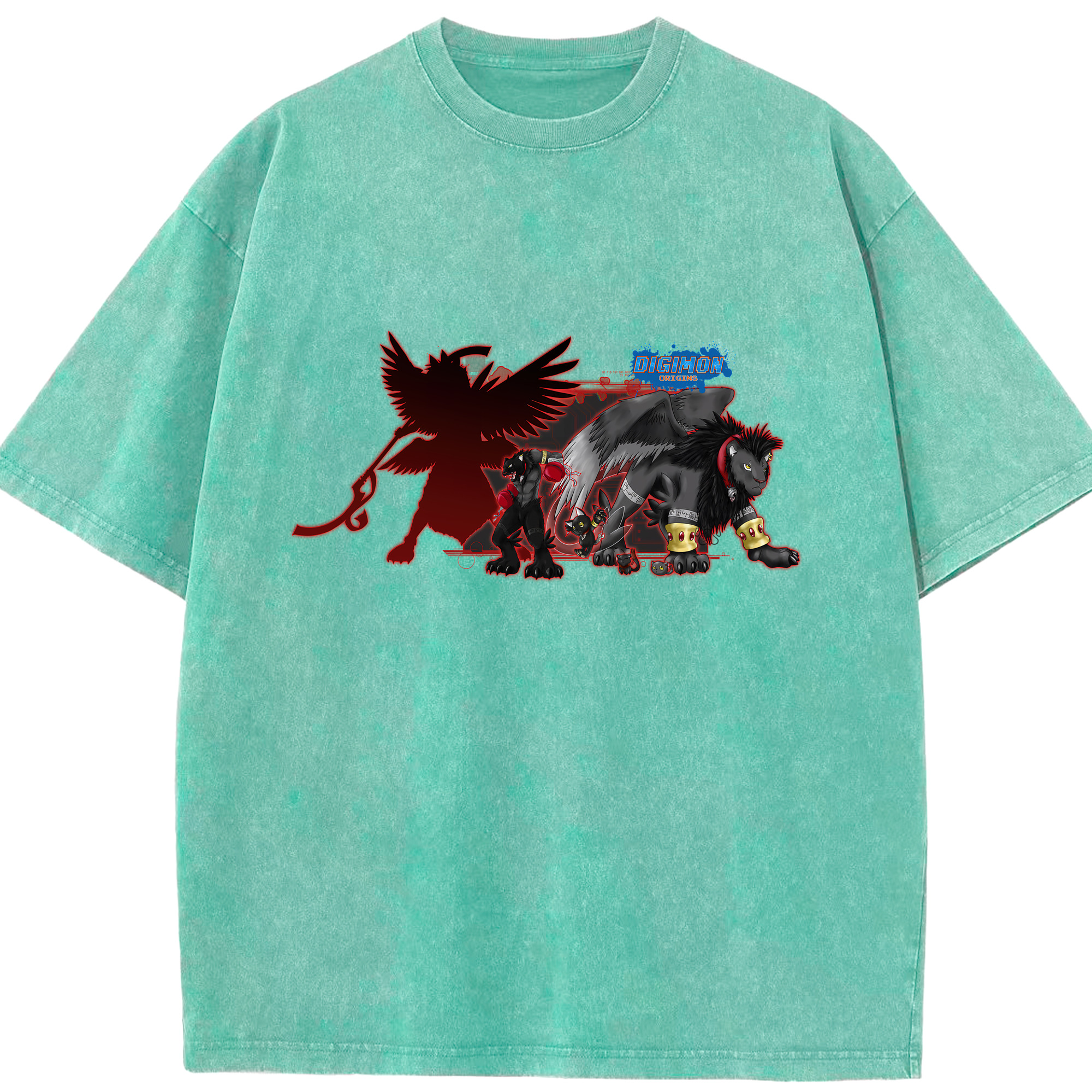 （画像用） Digimon デジタルモンスター/デジモン 綿100% ヴィンテージ風 半袖Tシャツ（フロントプリント）